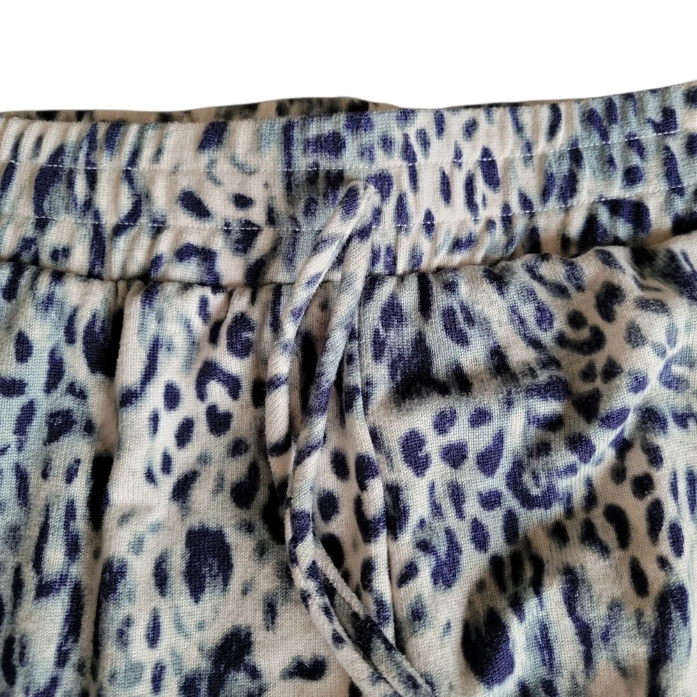 Midnight Bakery Blue & White Leopard Print Pajama Set Women's Size S